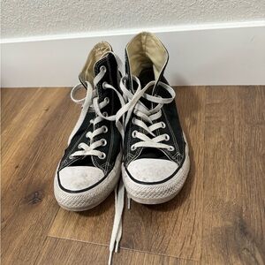 Black High-Top Converse Sneakers with White Laces